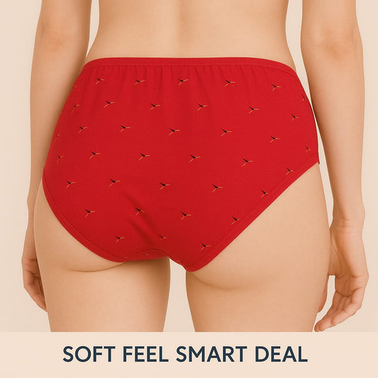 Maroon Printed panty for women girls low raise