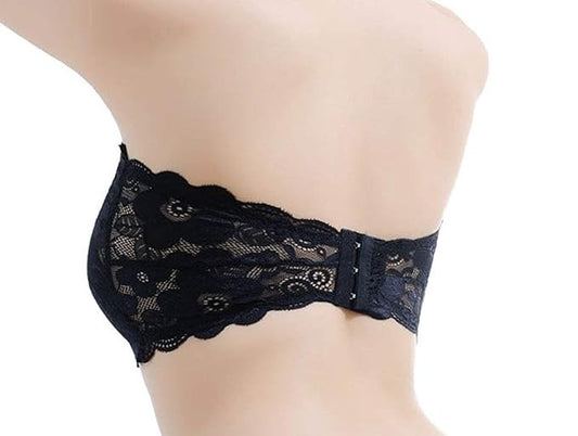 Women's Lace tube bra with removable transparent straps removal pads back closure full stretch&nbsp;