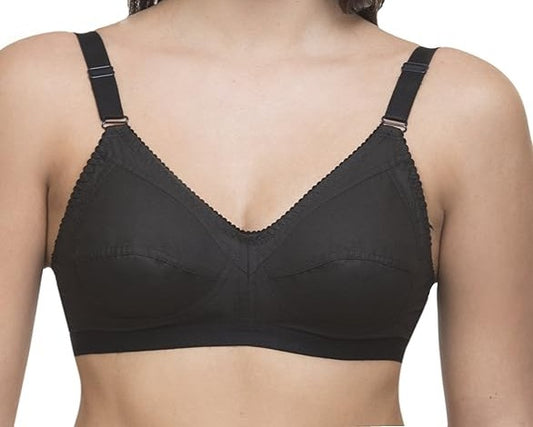 B cup Daily wear cotton fabric double cloth black bra for girls and women