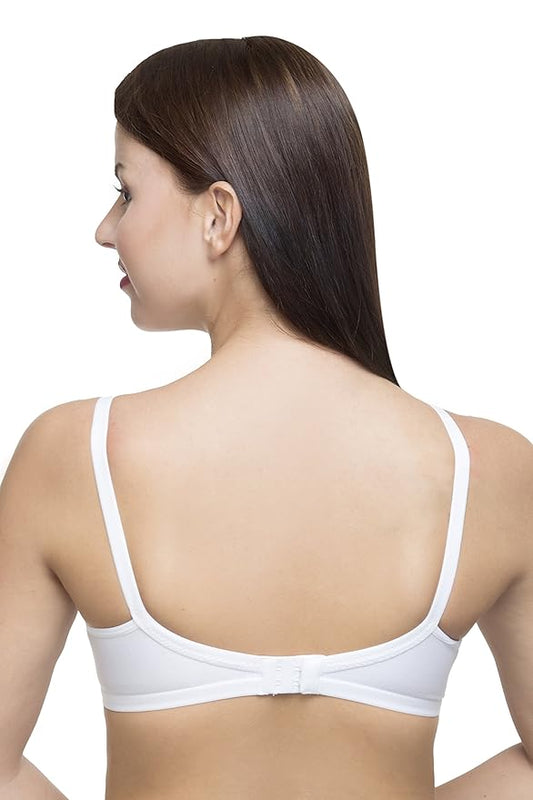 B cup Daily wear cotton fabric double cloth white bra for girls and women
