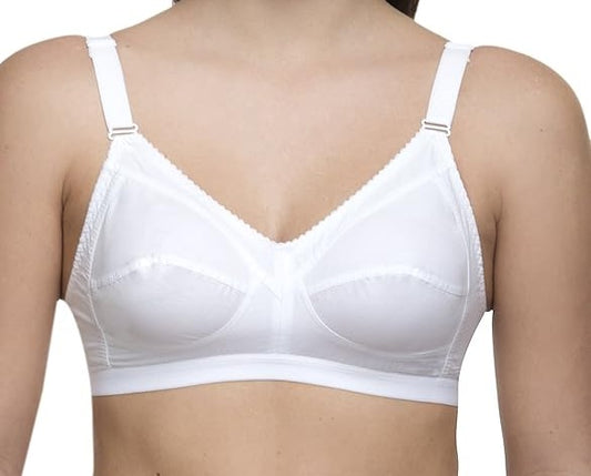 B cup Daily wear cotton fabric double cloth white bra for girls and women