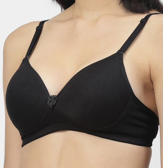 Mould cup ( padded) wirefree, seamless cup, removable strap, back closure bra for girls and women