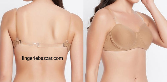 B cup Padded Wirefree Daily Wear full coverage transparent straps removable straps fancy bra for girls and women