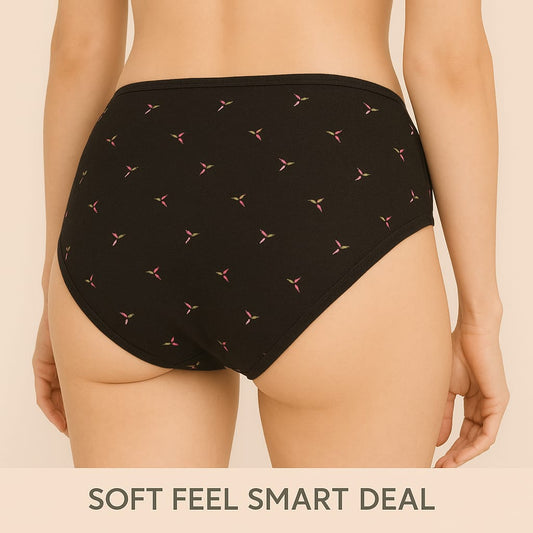 Black Printed Low raise women cotton panty