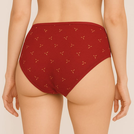 Maroon Printed panty for women girls low raise