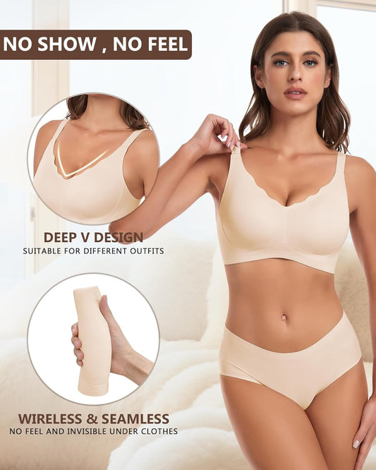 Seamless soft removable padded back closure wirefree soft lycra bra for girls and women