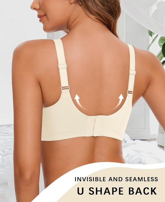 Seamless soft removable padded back closure wirefree soft lycra bra for girls and women
