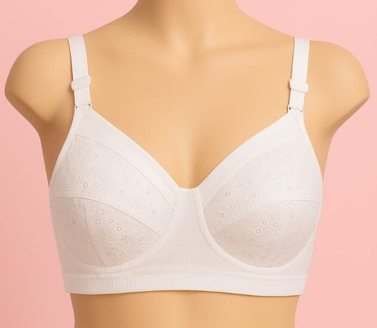 Soft & Breathable Daily Wear Comfort C-Cup White chicken Bra - Cotton Fabric
