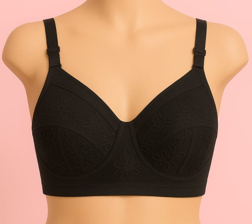 Soft & Breathable Daily Wear Comfort C-Cup Black chicken Bra - Cotton Fabric