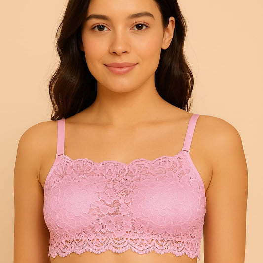 Lace blouse with straps and soft removable padd for girls and women