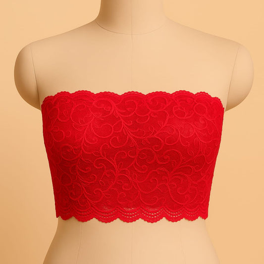 Tube bra pull on full net with transparent strap removable soft padd