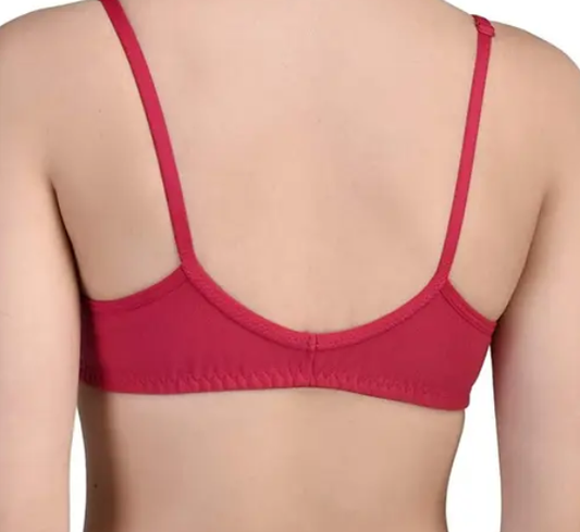 Front open hot pink non padded wirefree daily wear seamless cup bra for girls and women