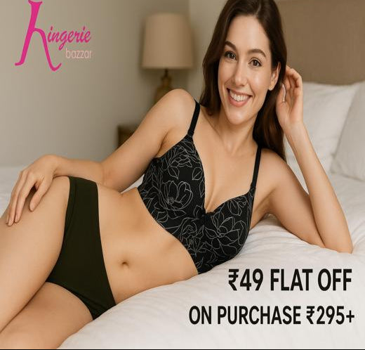 Soft padded seamless bra with plain soft cotton based panty daily wear lingerie set