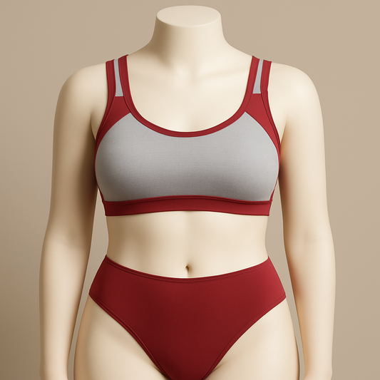 Sports lingerie with sports bra and plain panty for girls and women