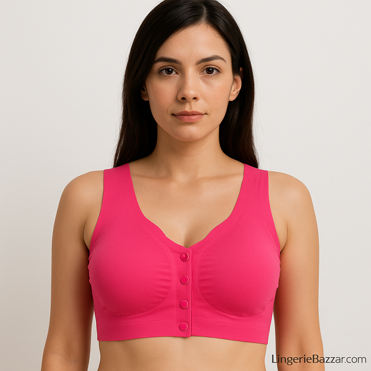 Sports/yoga /gym wear bralette/blouse Seamless soft removable padded wirefree front open full stretch full comfortable for girls and women