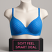 Seamless soft padded wirefree C cup back closure blue printed bra for girls and women