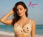 Seamless soft padded wirefree C cup back closure beige printed bra for girls and women