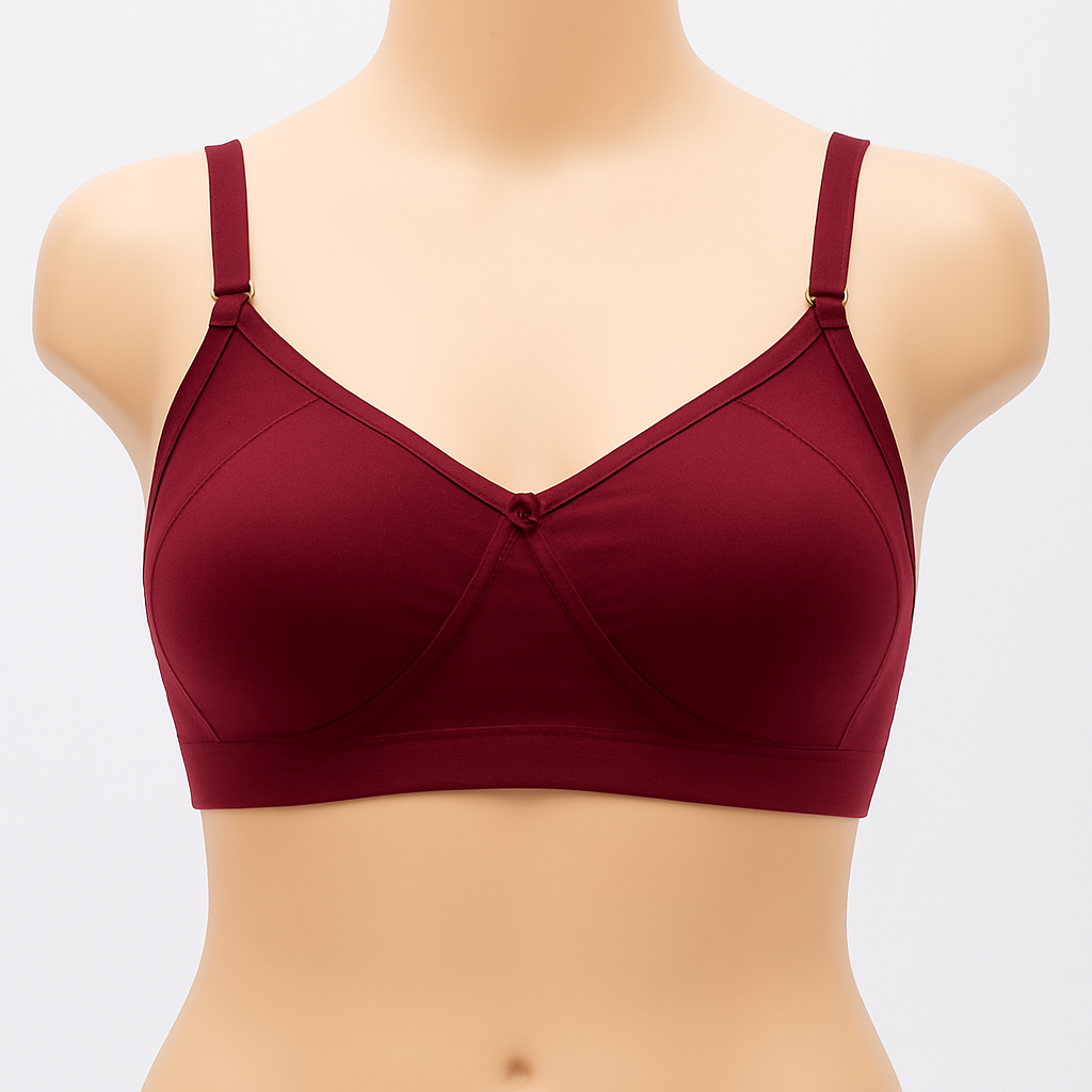 C Cup Daily wear double cloth Mould cup non padded wirefree back closure bra for girls and women