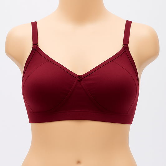 C Cup Daily wear double cloth Mould cup non padded wirefree back closure bra for girls and women