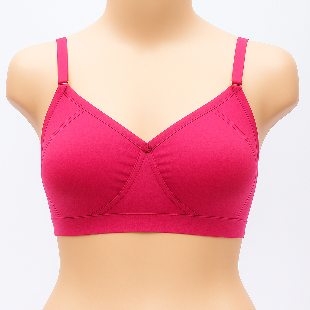 C Cup Daily wear double cloth Mould cup non padded wirefree back closure bra for girls and women