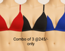Front open bra combo of 3 Red Black Blue seamless cup non padded wirefree daily wear for girls and women