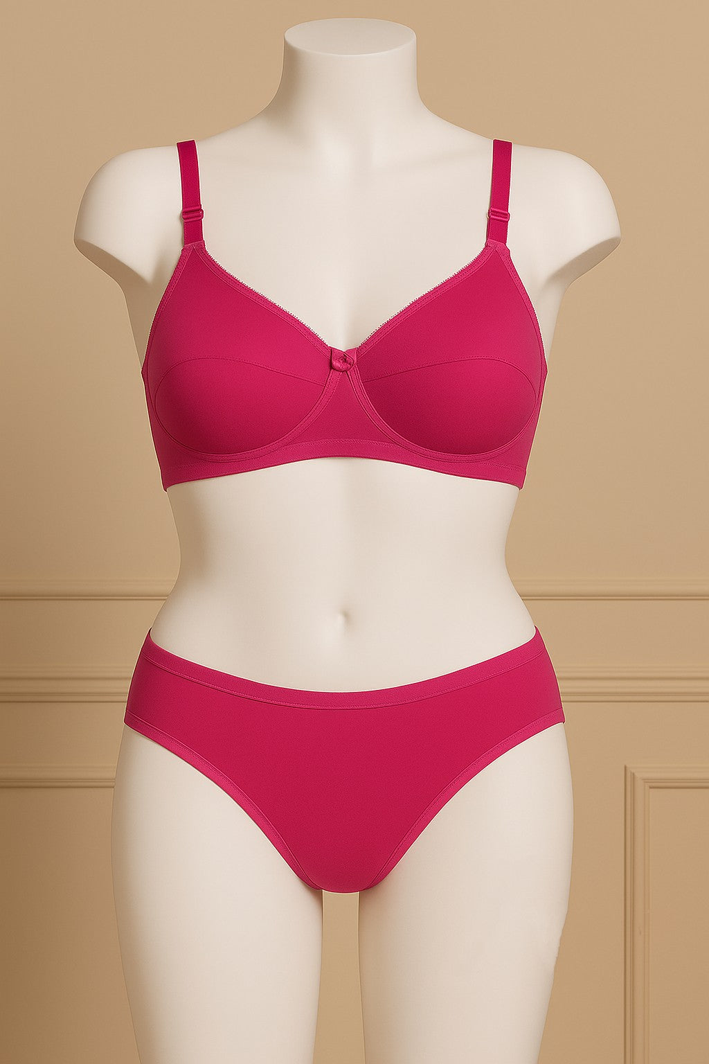 Lingerie set daily use foam bra with cotton plain panty for girls and women