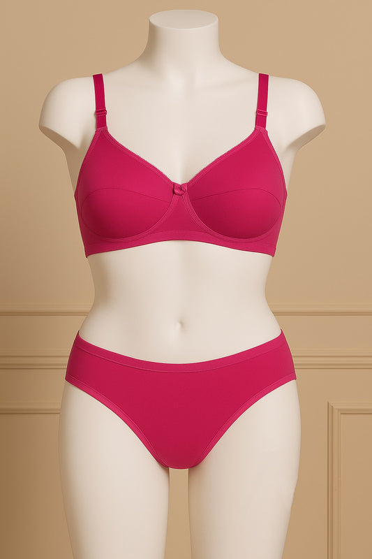 Lingerie set daily use foam bra with cotton plain panty for girls and women
