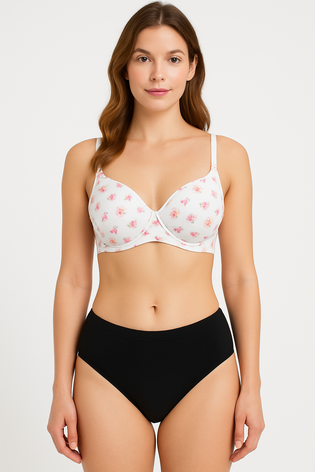 Soft padded seamless bra with plain soft cotton based panty daily wear lingerie set