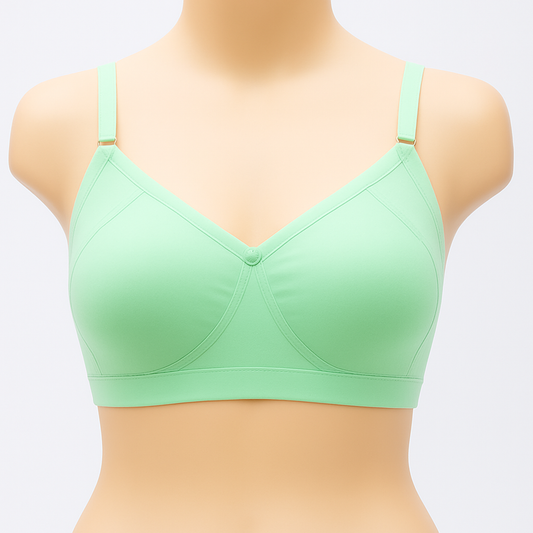 C Cup Daily wear double cloth Mould cup non padded wirefree back closure bra for girls and women