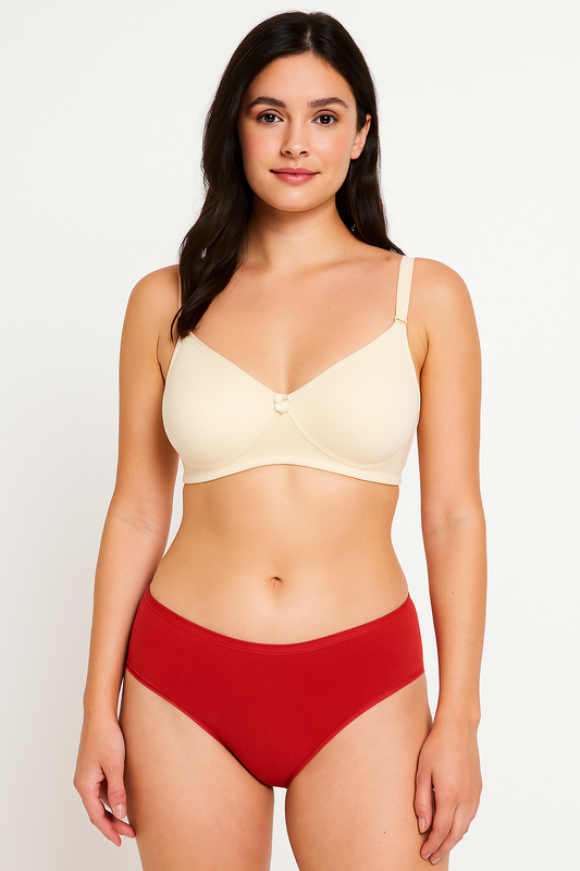 B Cup daily wear Summer wear lingerie with cotton base bra and cotton base plain panty for girls and women