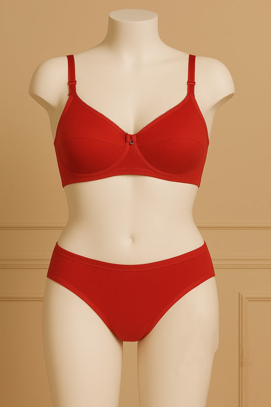 Lingerie set daily use foam bra with cotton plain panty for girls and women