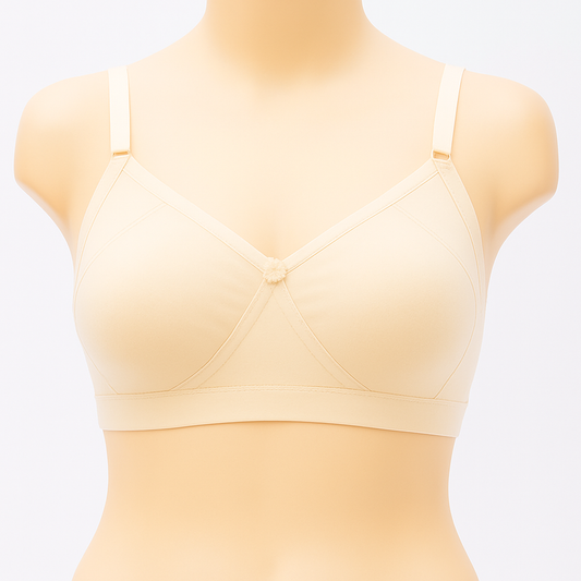 C Cup Daily wear double cloth Mould cup non padded wirefree back closure bra for girls and women
