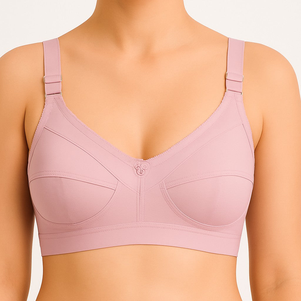 C Cup Pure Cotton daily wear non padded wide belt wide strap non padded wirefree back closure single cloth for girls and women