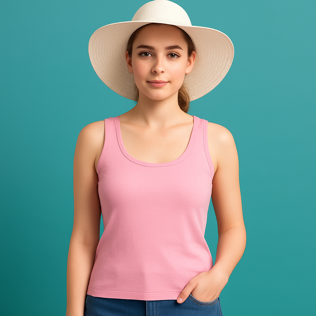 Classic baby pink tank top for girls and women summer essentials camisole