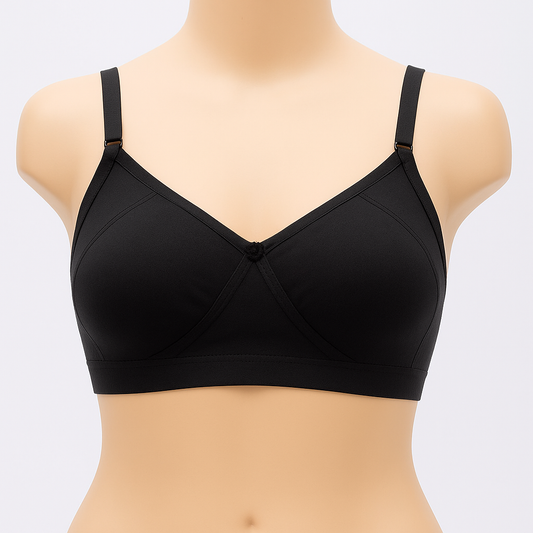 C Cup Daily wear double cloth Mould cup non padded wirefree back closure bra for girls and women