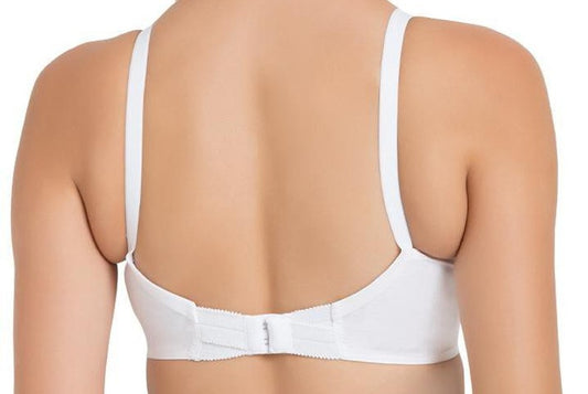 White Cotton bra with net under bust back closure non padded wirefree everyday wear for girls and women