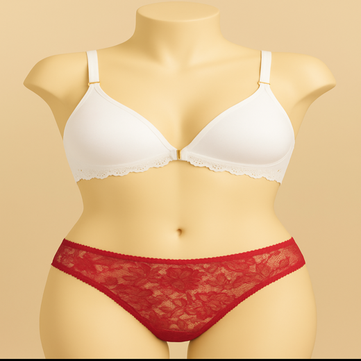 Lingerie set with white front open bra mould cup wirefree bra and full net panty for girls and women