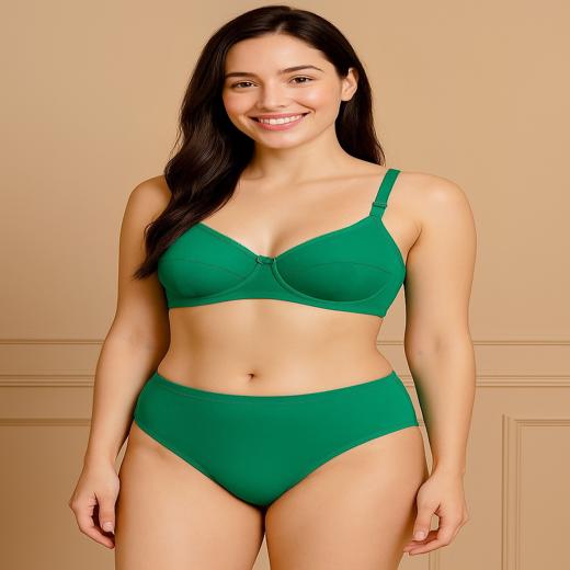 Foam Bra B cup with plain panty wirefree back closure daily wear lingerie set for girls and women&nbsp;