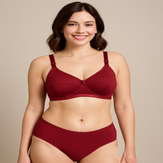 Lingerie set daily use foam bra with cotton plain panty for girls and women