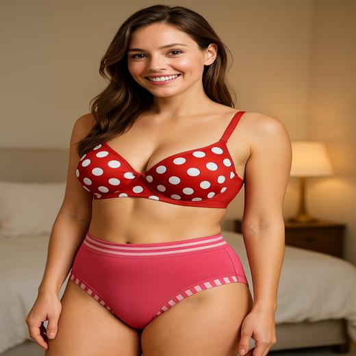 Daily wear seamless soft padded bra with full comfortable plain panty lingerie set for girls and women