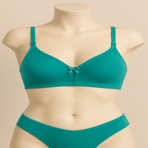 Daily use lingerie set B cup double cloth bra non padded wirefree back closure seamless cup with plain panty for girls and women&nbsp;